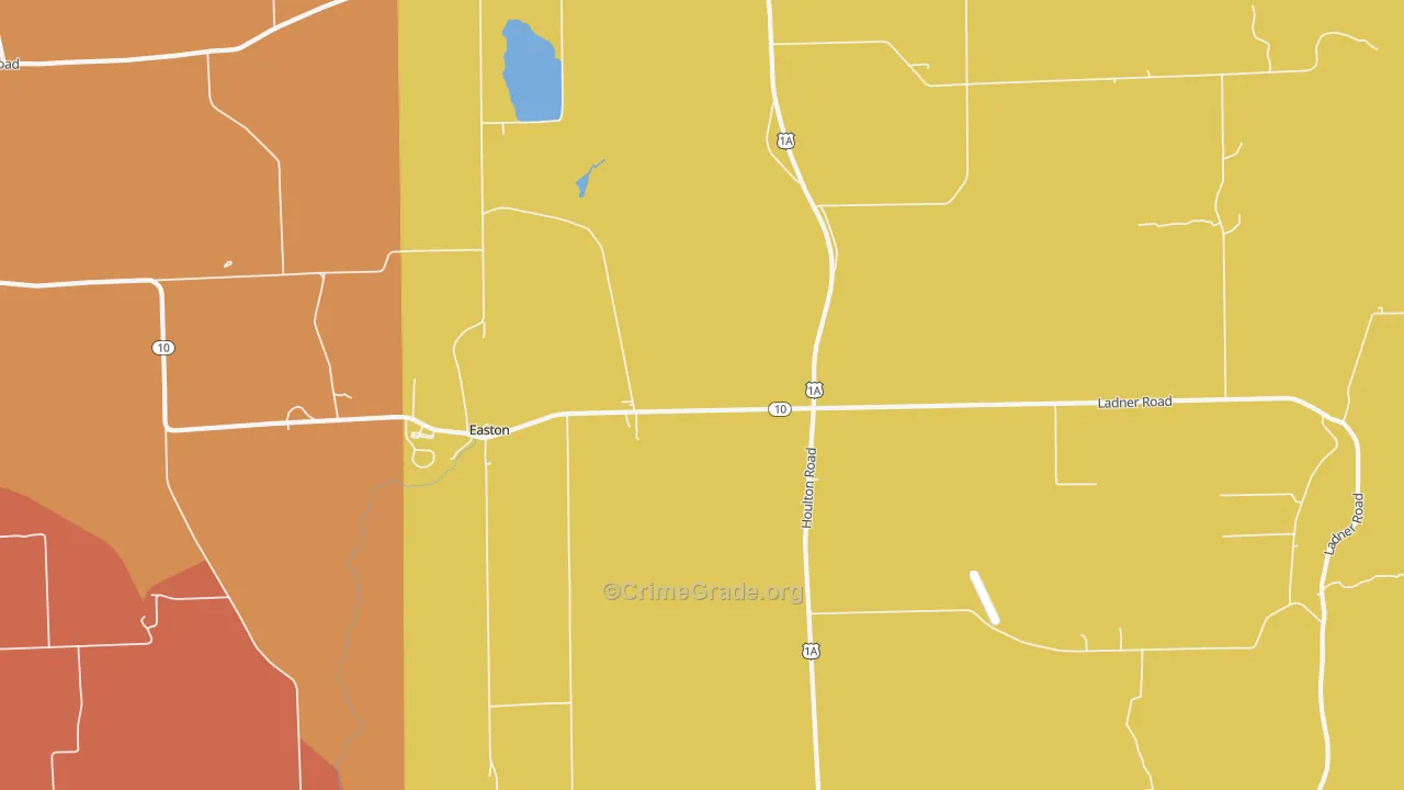 Easton Center, ME Map of Theft Rates