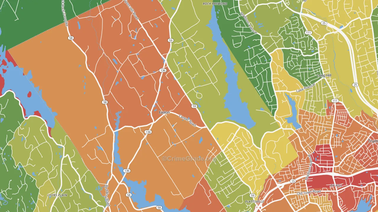 Easton, CT Map of Theft Rates