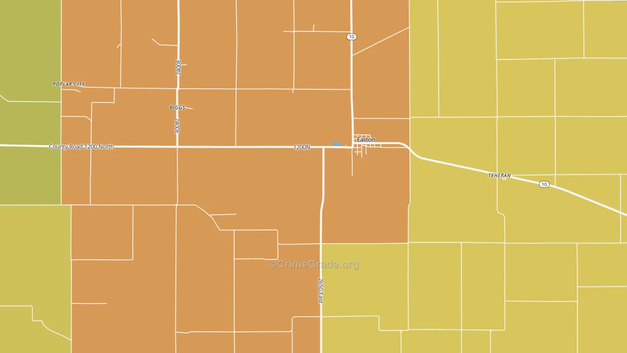 Easton, IL Map of Theft Rates