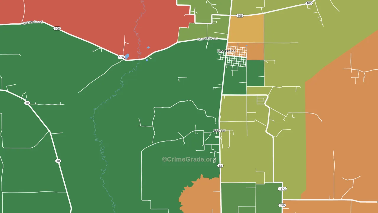 Easton, LA Map of Theft Rates
