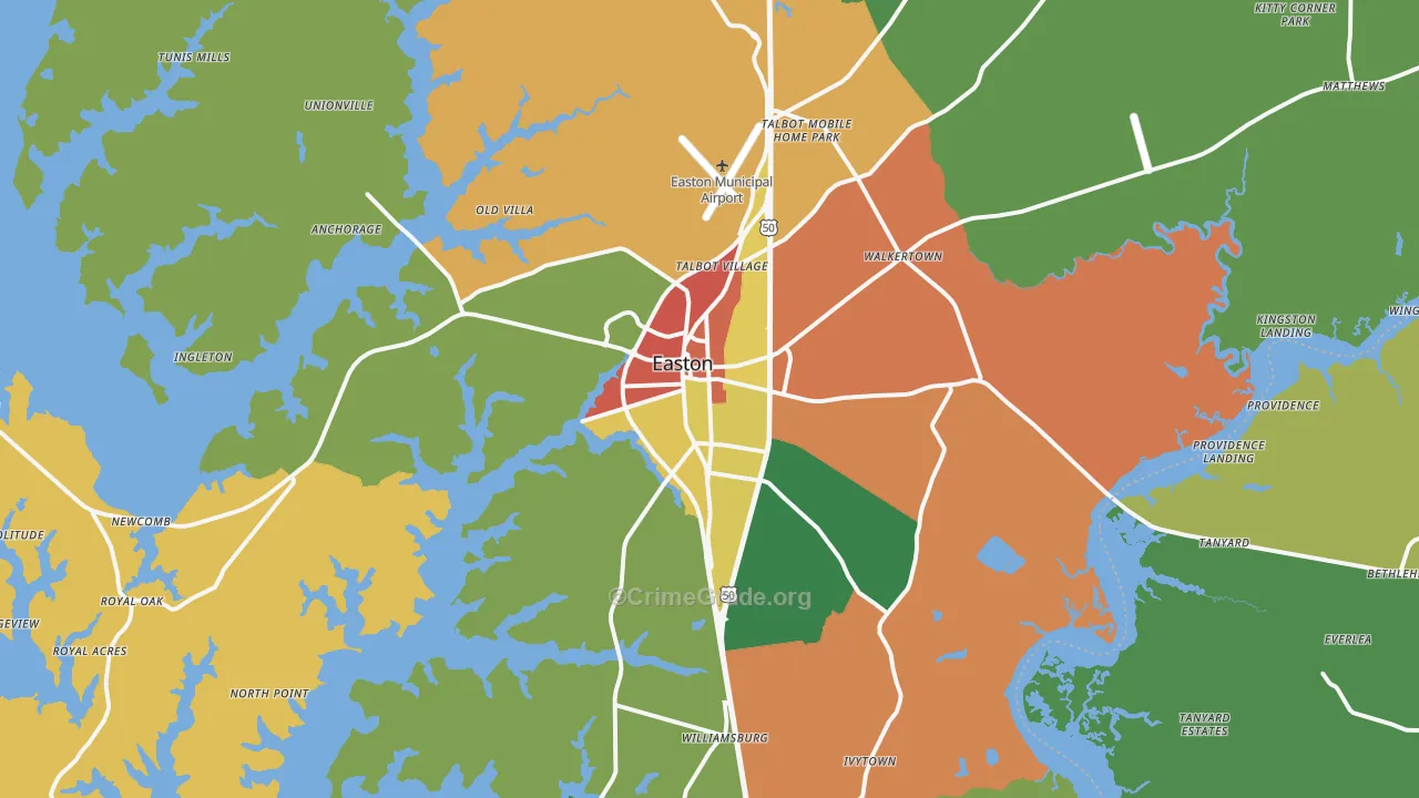 Easton, MD Map of Theft Rates