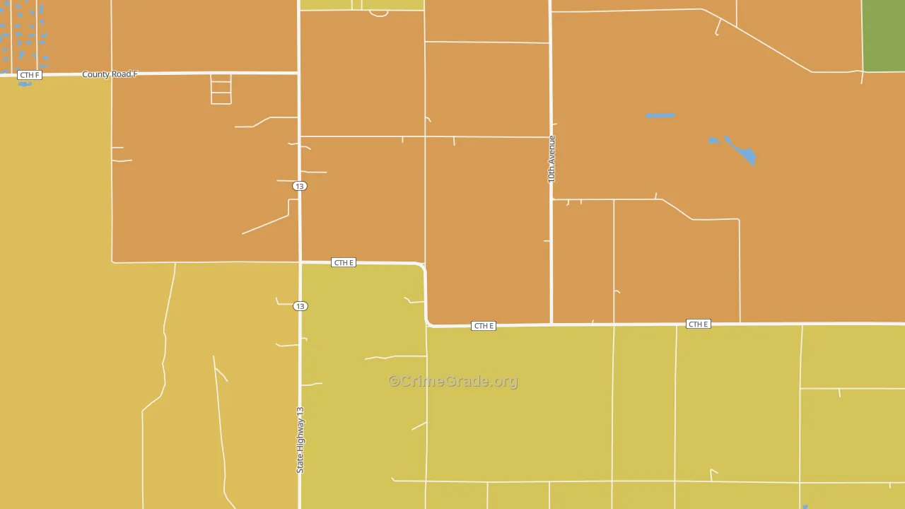 Easton, WI Map of Theft Rates
