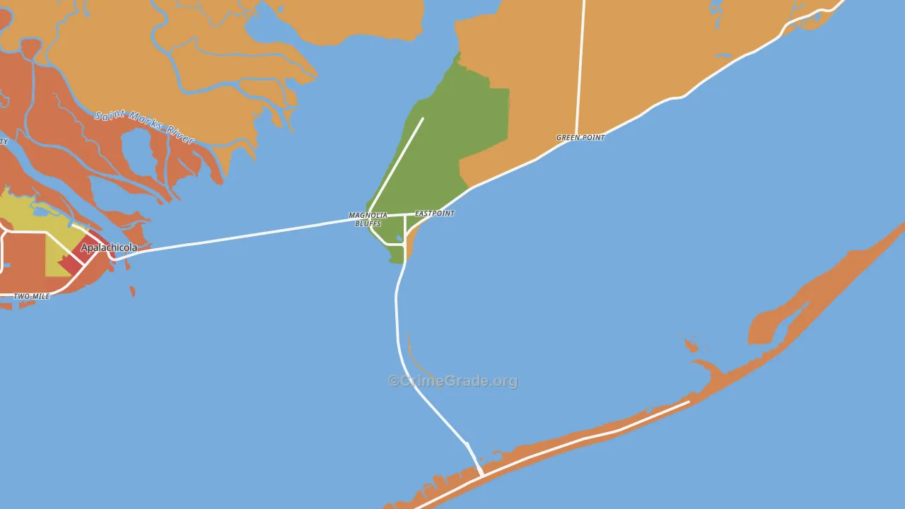 Eastpoint, FL Map of Theft Rates