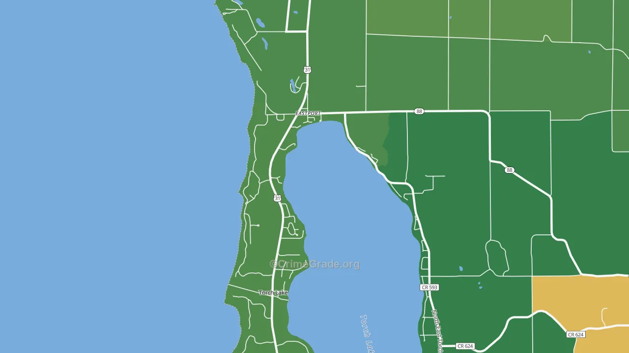 Eastport, MI Map of Theft Rates