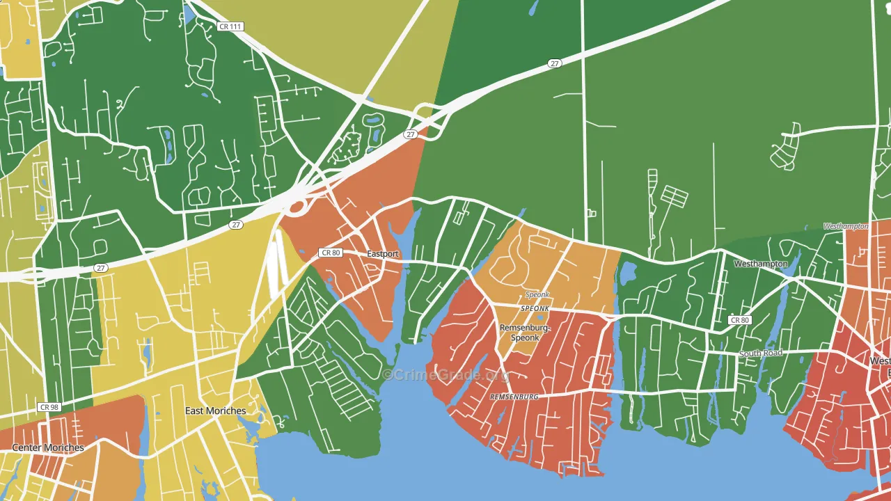 Eastport, NY Map of Theft Rates