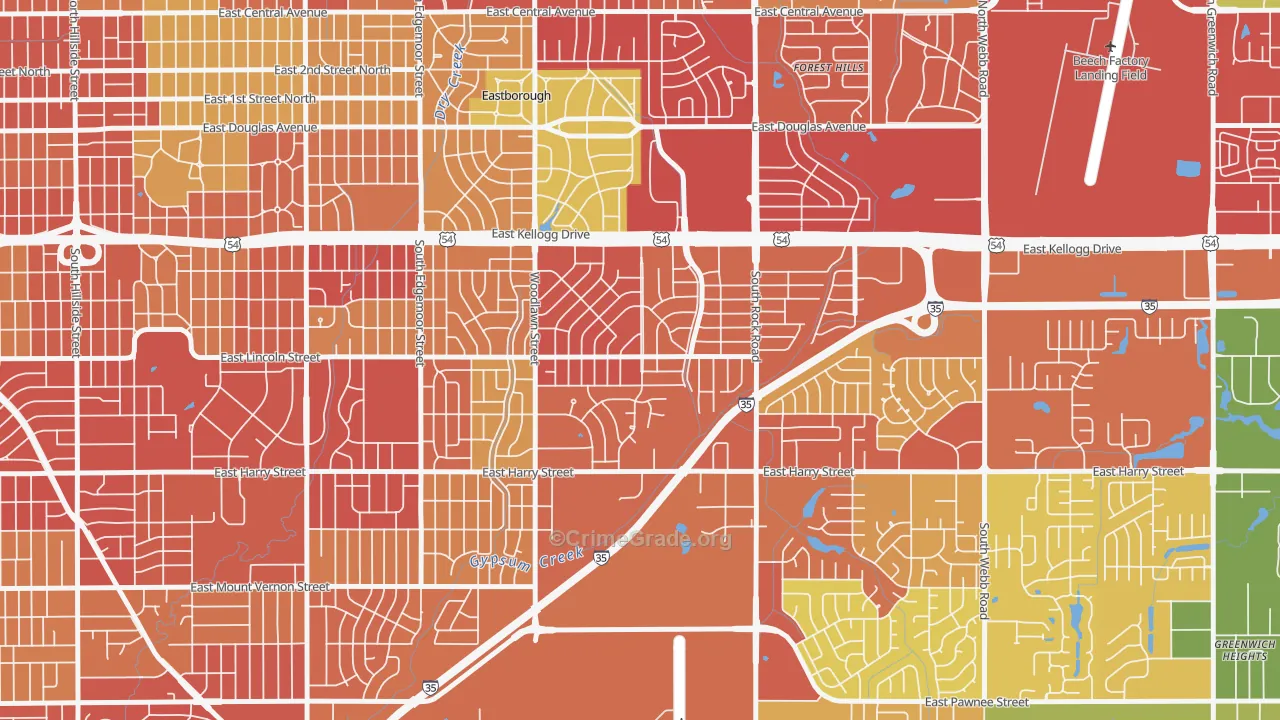 Eastridge, Wichita, KS Map of Theft Rates