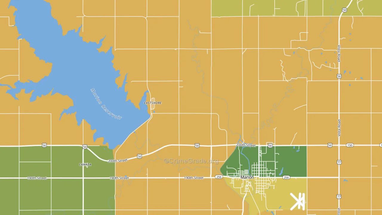 Eastshore, KS Map of Theft Rates
