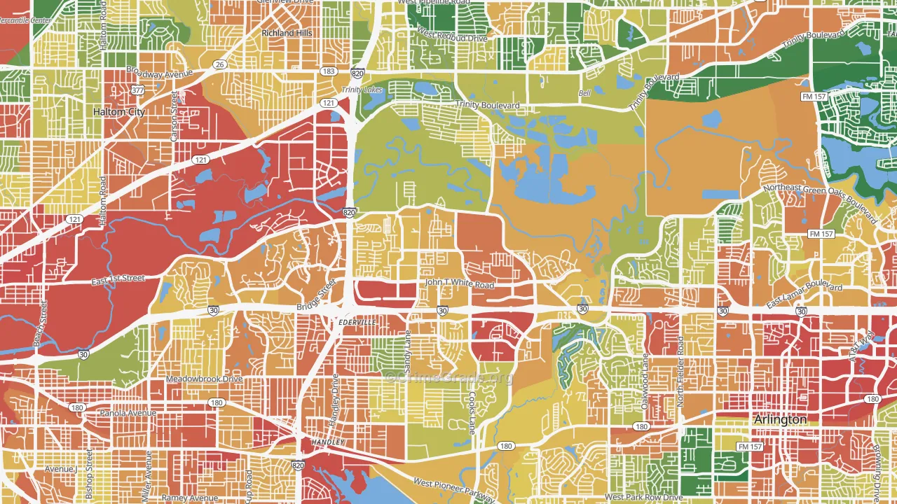 Eastside, Fort Worth, TX Map of Theft Rates