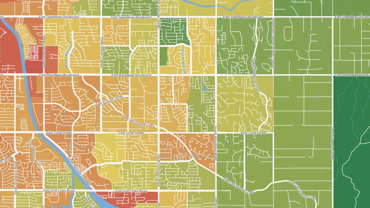 Eastside, Tucson, AZ Map of Theft Rates