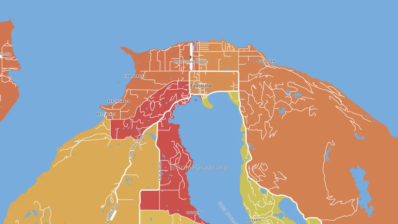 Eastsound, WA Map of Theft Rates