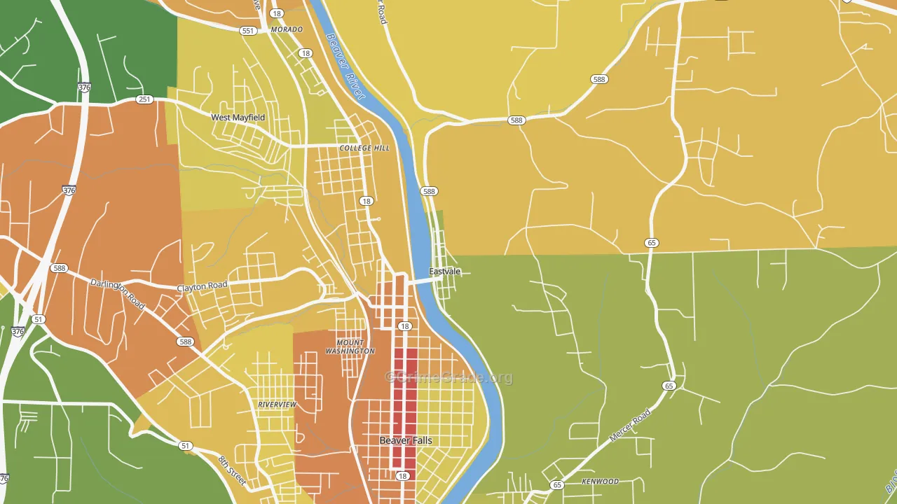 Eastvale, PA Map of Theft Rates