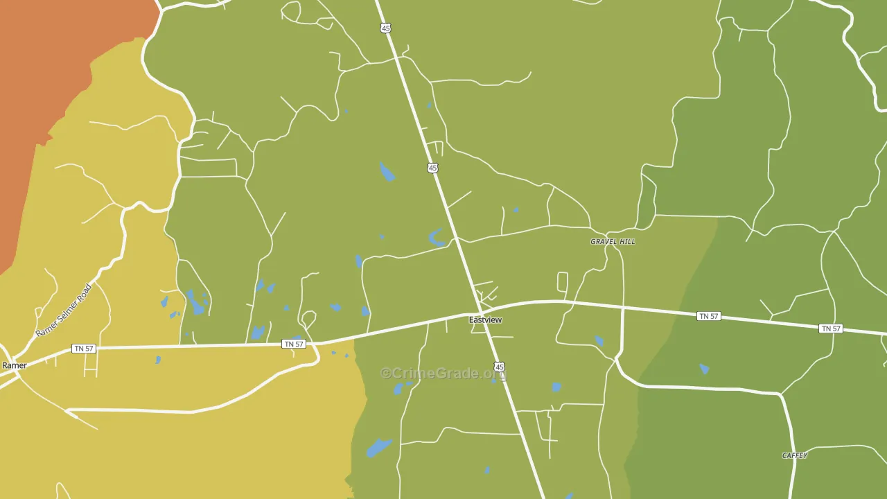 Eastview, TN Map of Theft Rates