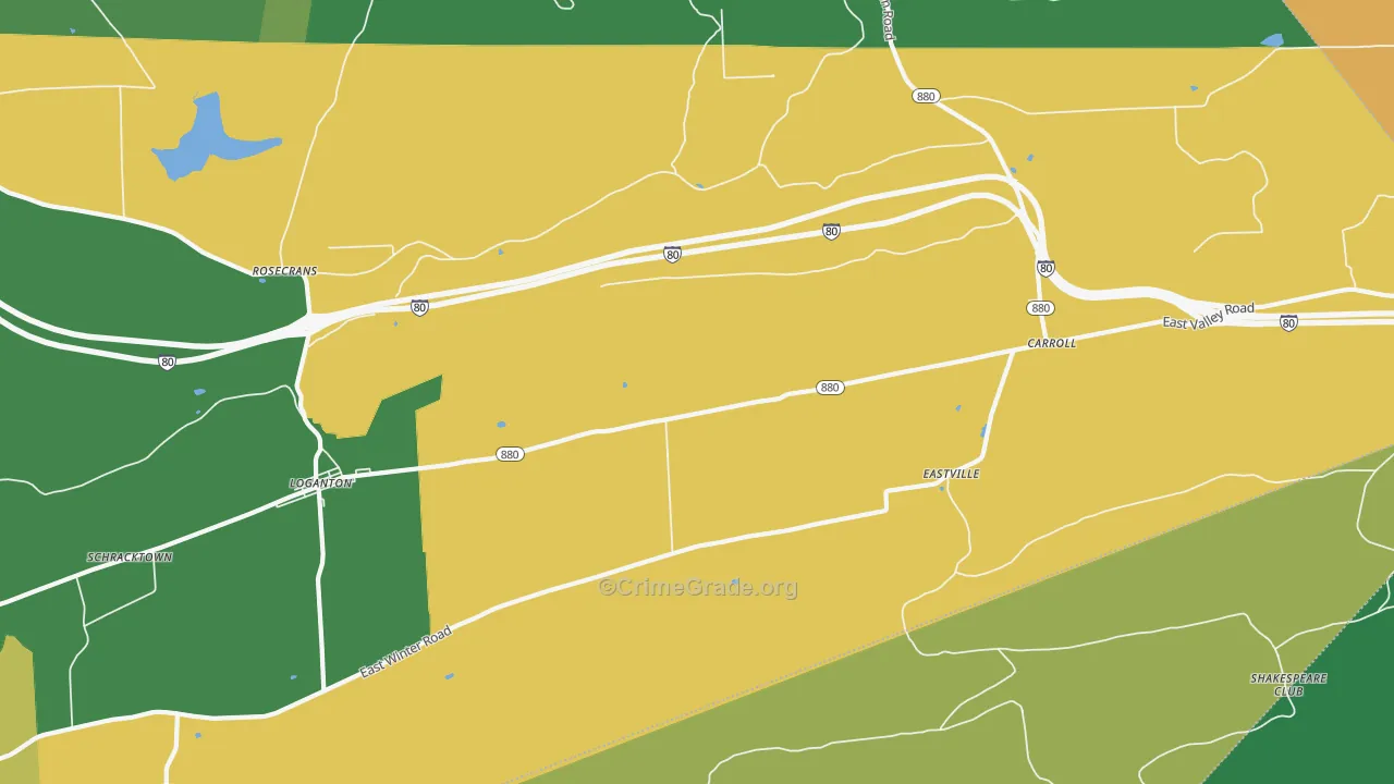 Eastville, PA Map of Theft Rates