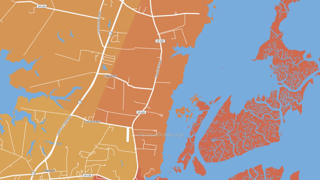 Eastville Station, VA Map of Theft Rates