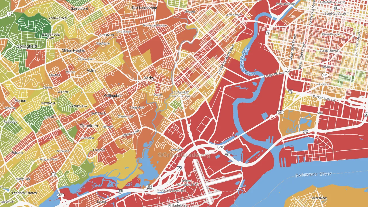 Eastwick, Philadelphia, PA Map of Theft Rates