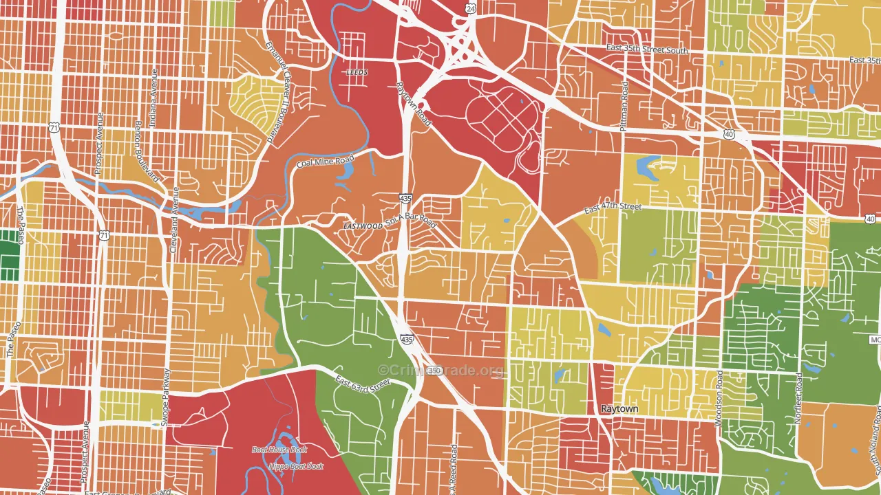 Eastwood Hills, Kansas City, MO Map of Theft Rates