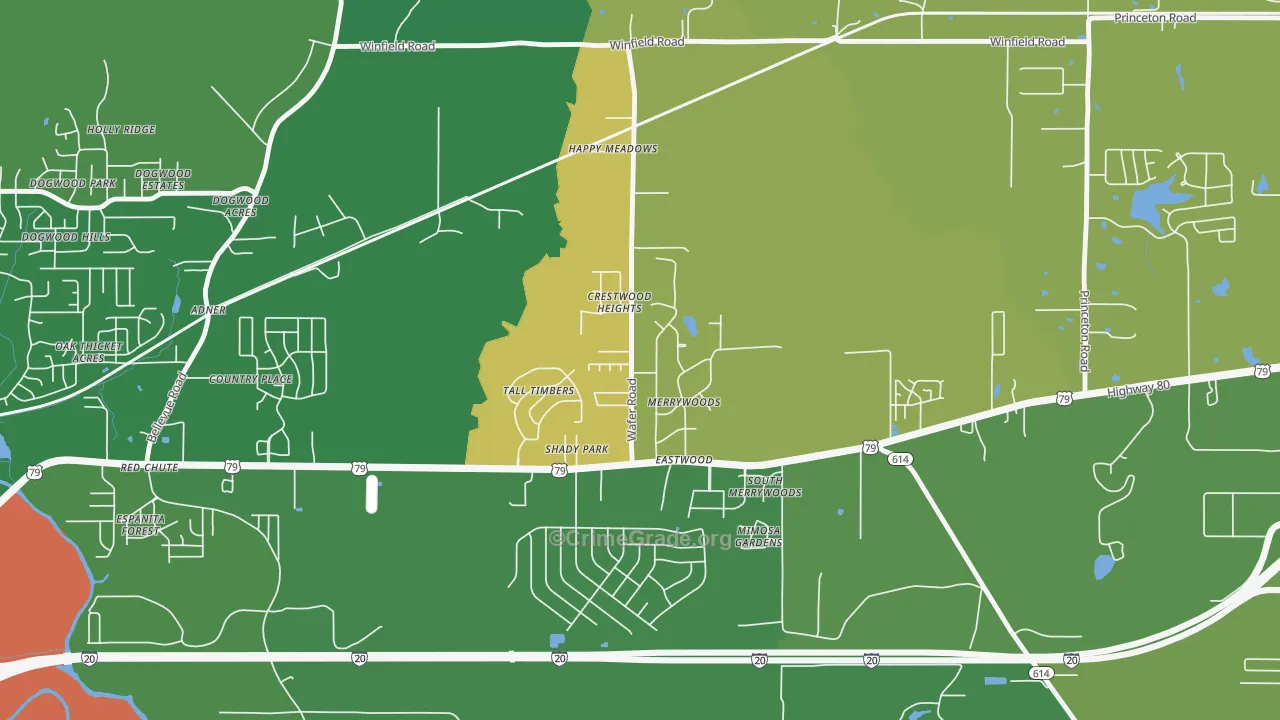 Eastwood, LA Map of Theft Rates