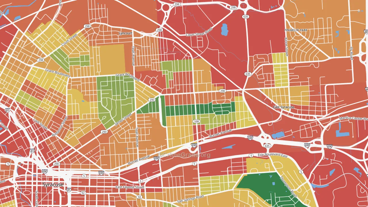 Eastwood, Syracuse, NY Map of Theft Rates
