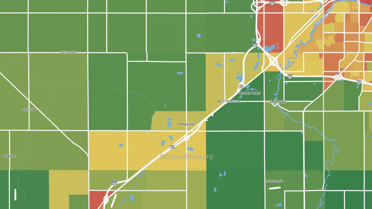Eaton County, MI Map of Theft Rates