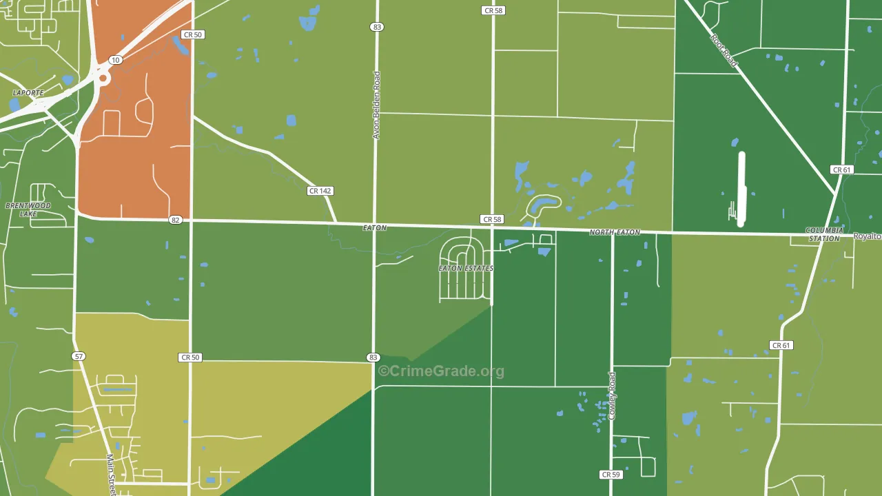 Eaton Estates, OH Map of Theft Rates