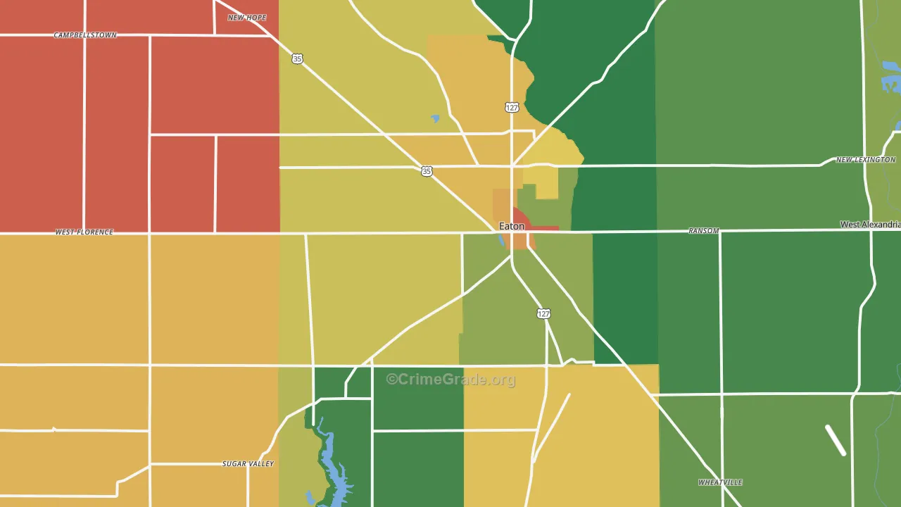 Eaton, OH Map of Theft Rates