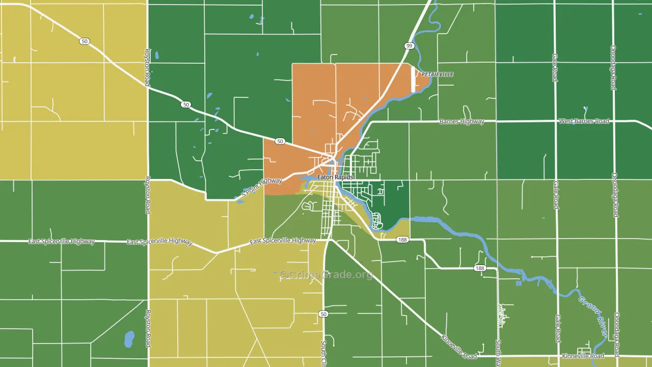 Eaton Rapids, MI Map of Theft Rates