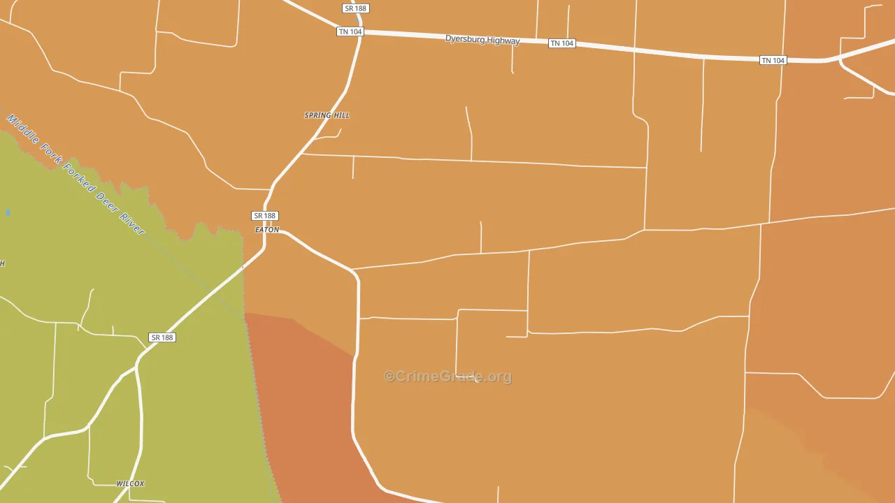Eaton, TN Map of Theft Rates
