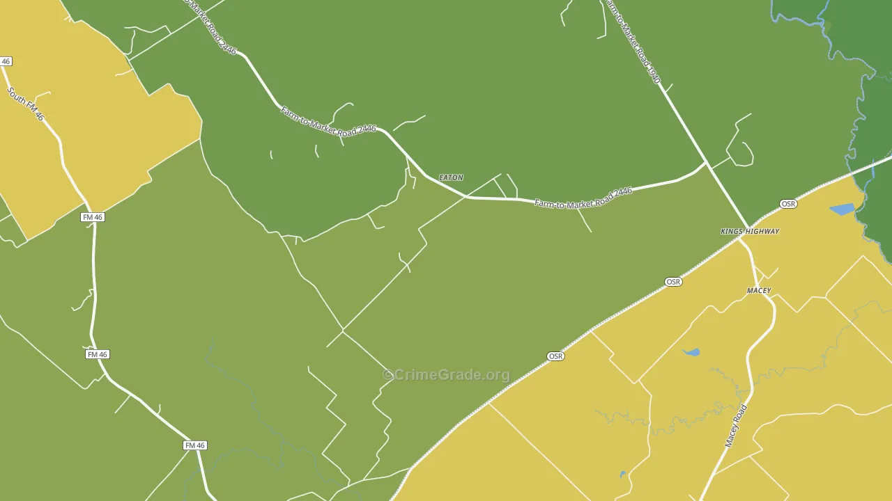 Eaton, TX Map of Theft Rates
