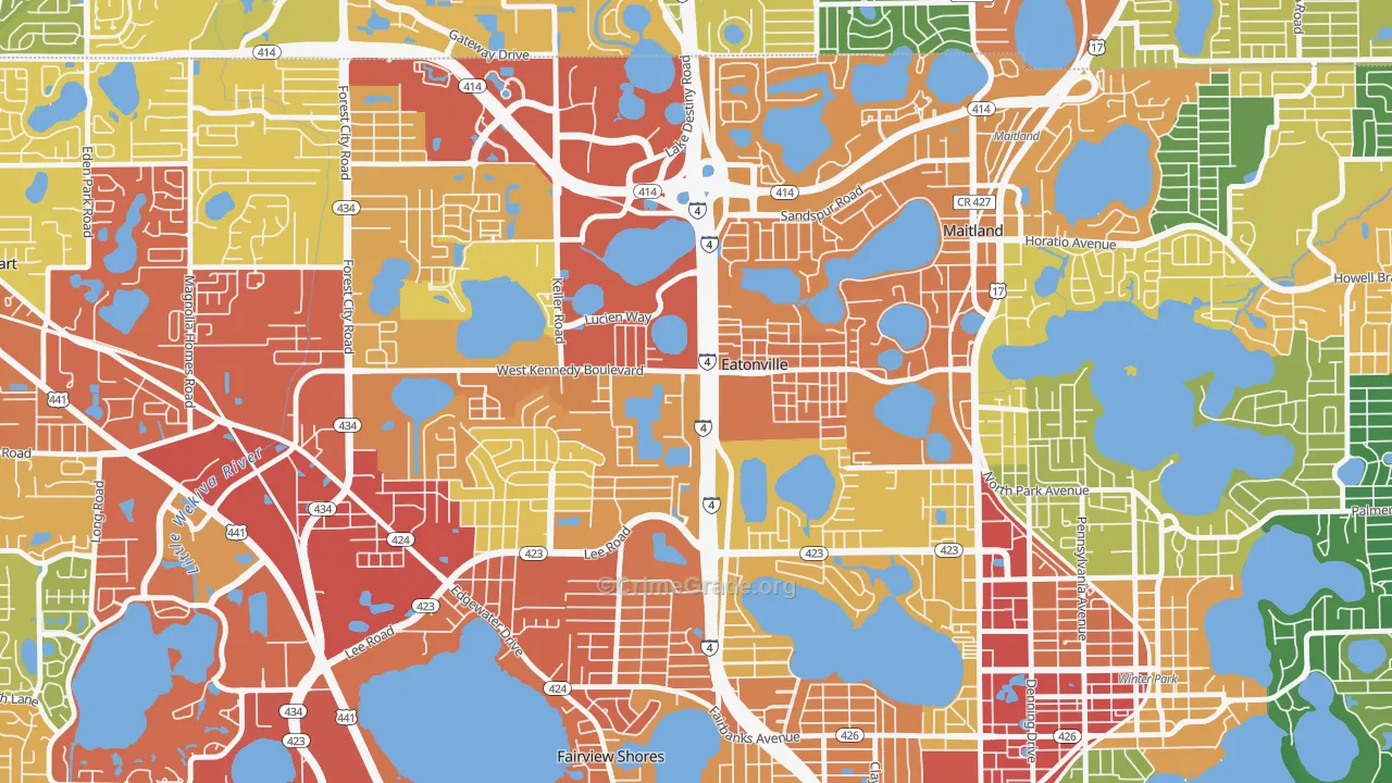 Eatonville, FL Map of Theft Rates