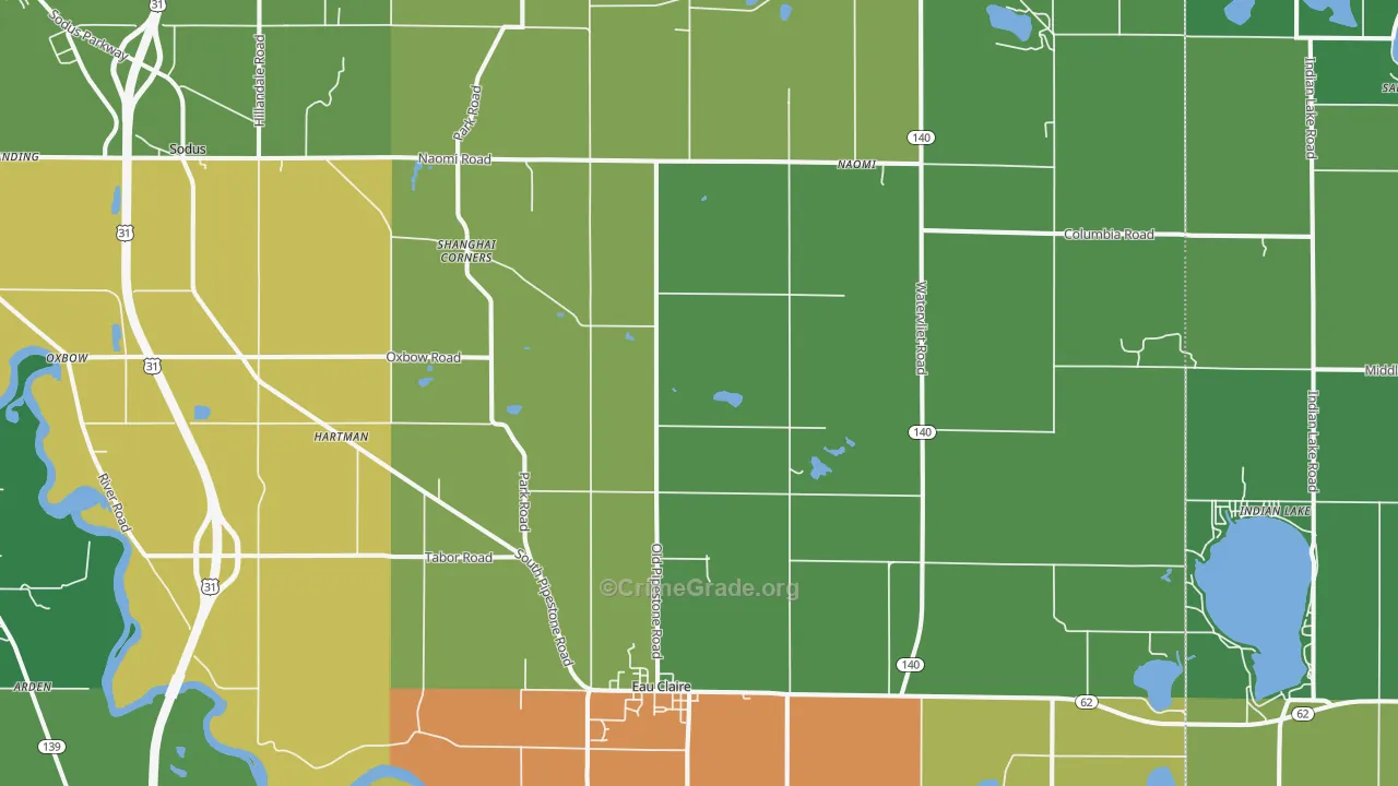 Eau Claire, MI Map of Theft Rates