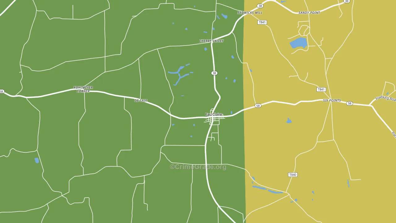 Eau Claire, PA Map of Theft Rates
