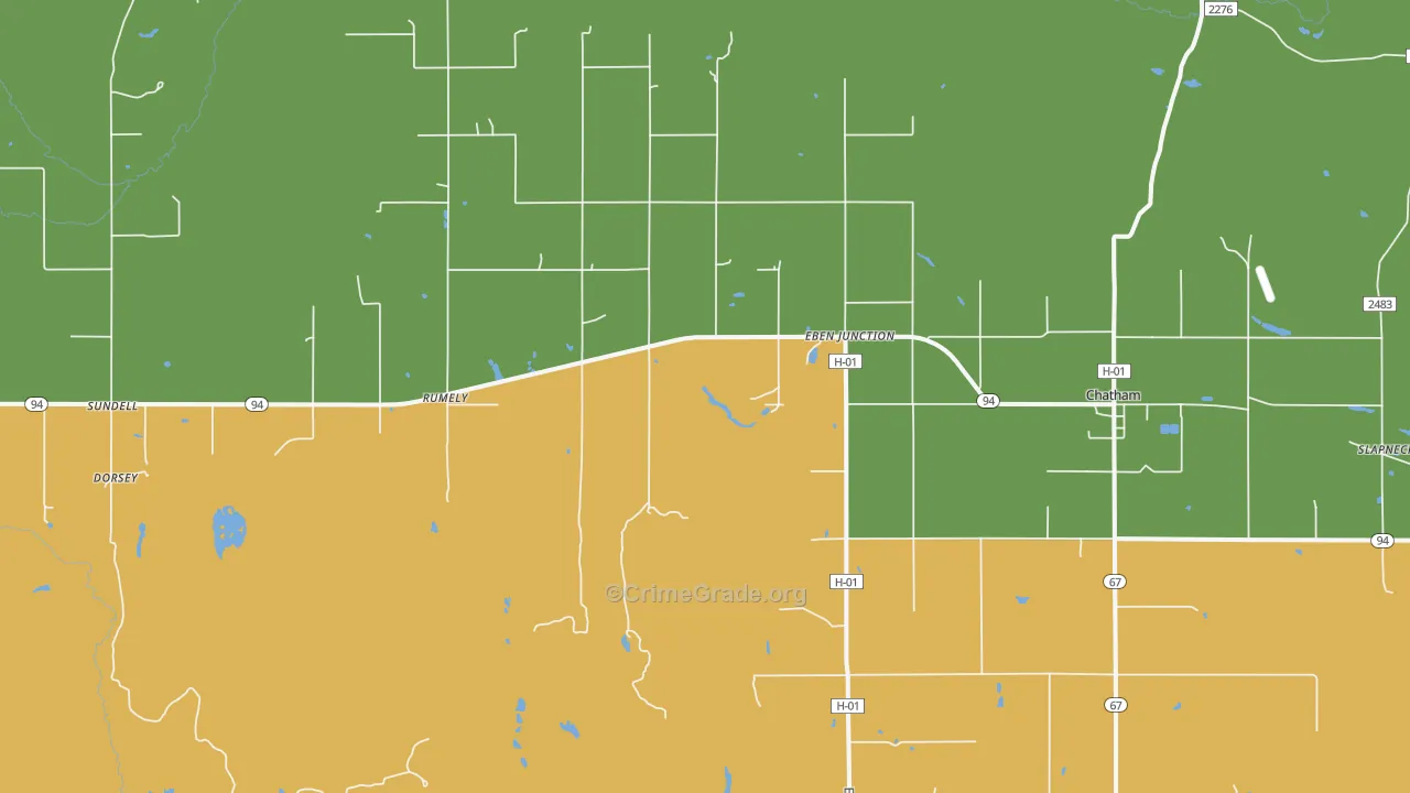 Eben Junction, MI Map of Theft Rates