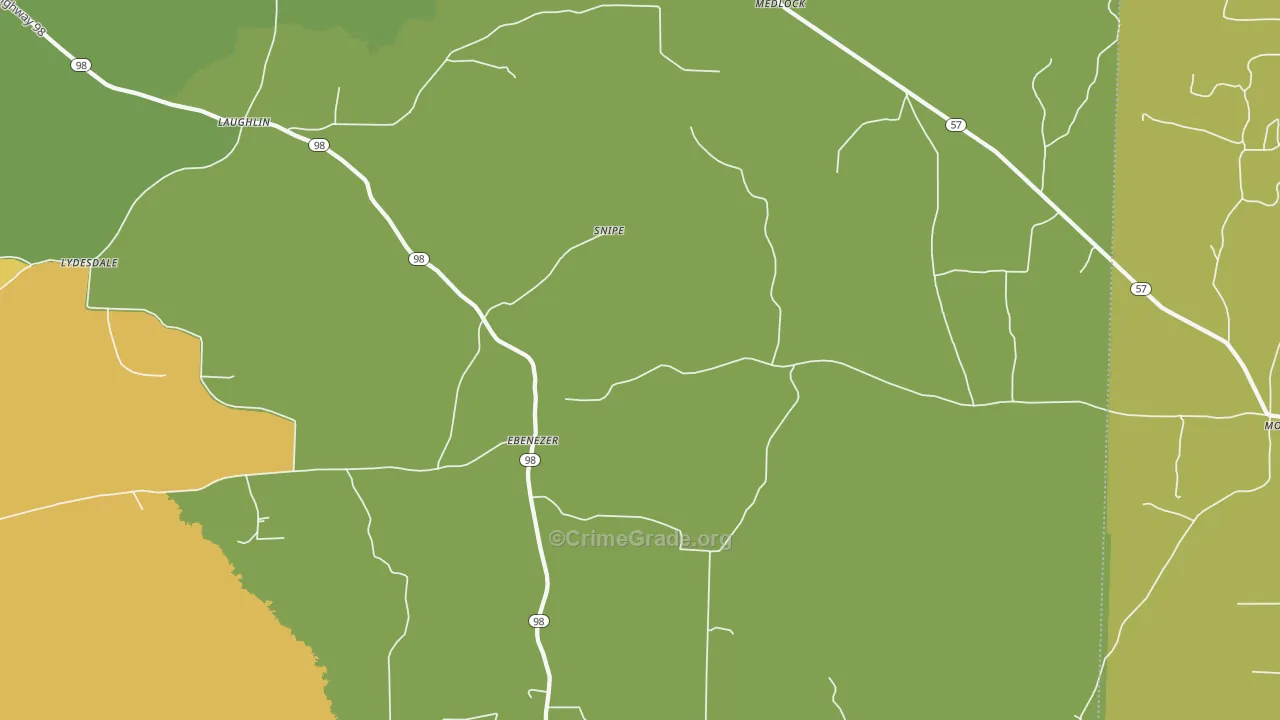 Ebenezer, AR Map of Theft Rates