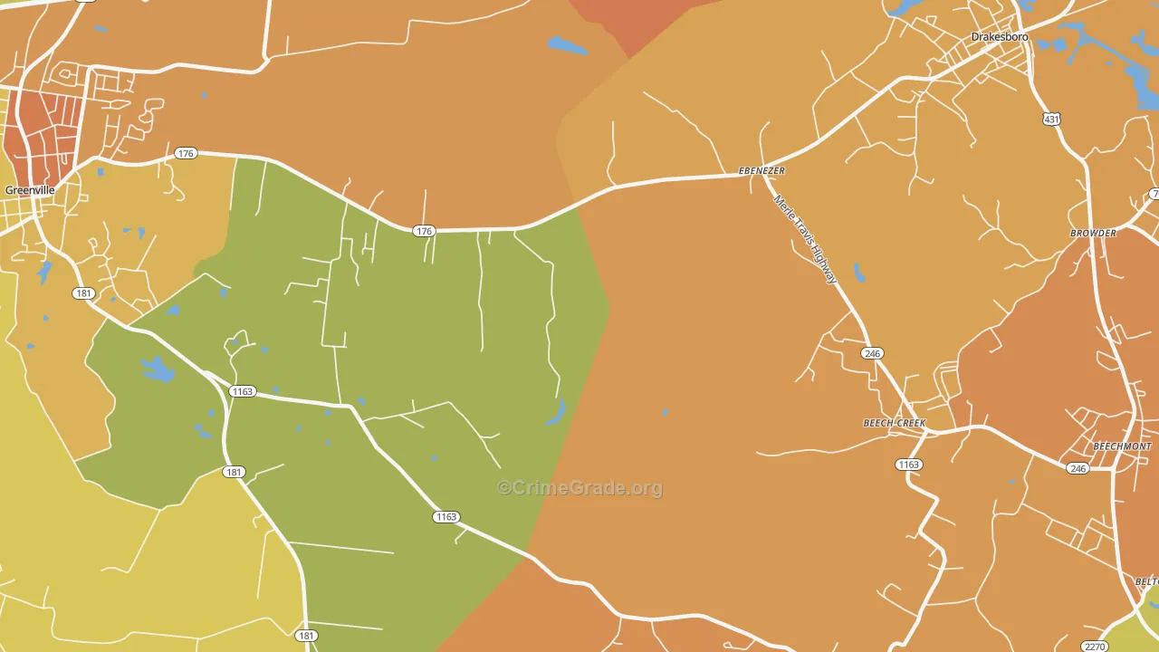Ebenezer, KY Map of Theft Rates