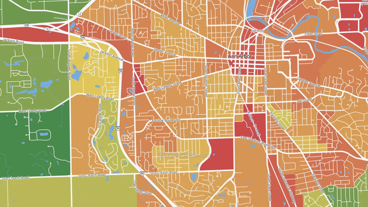 Eberwhite, Ann Arbor, MI Map of Theft Rates