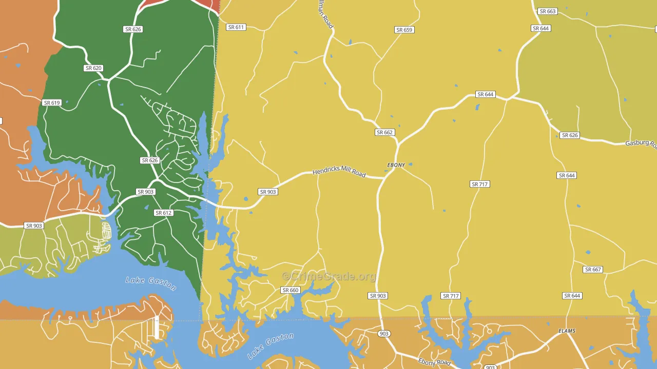 Ebony, VA Map of Theft Rates
