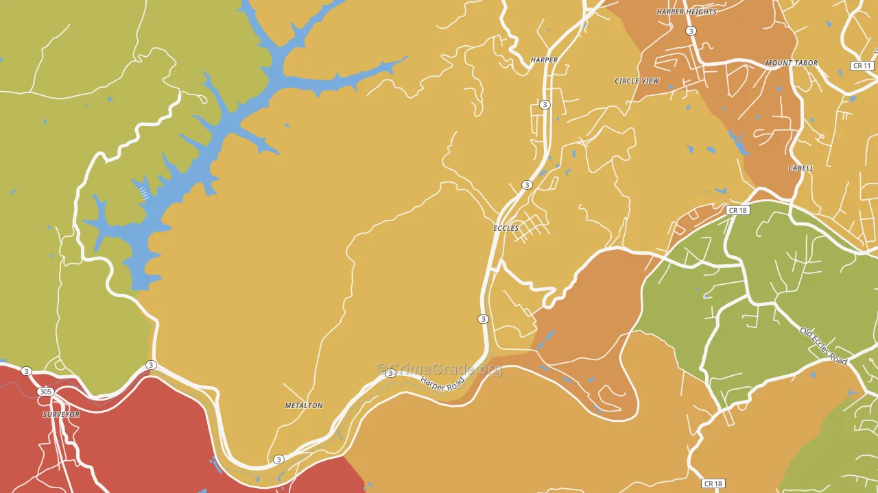 Eccles, WV Map of Theft Rates