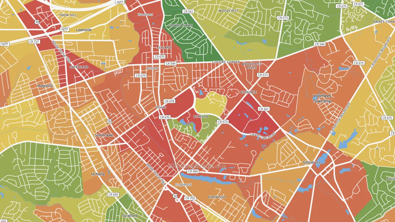 Echelon, NJ Map of Theft Rates