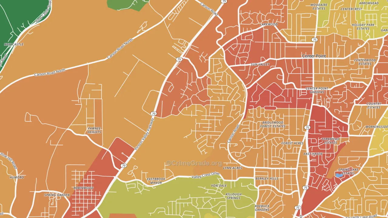 Echo Highlands, Birmingham, AL Map of Theft Rates