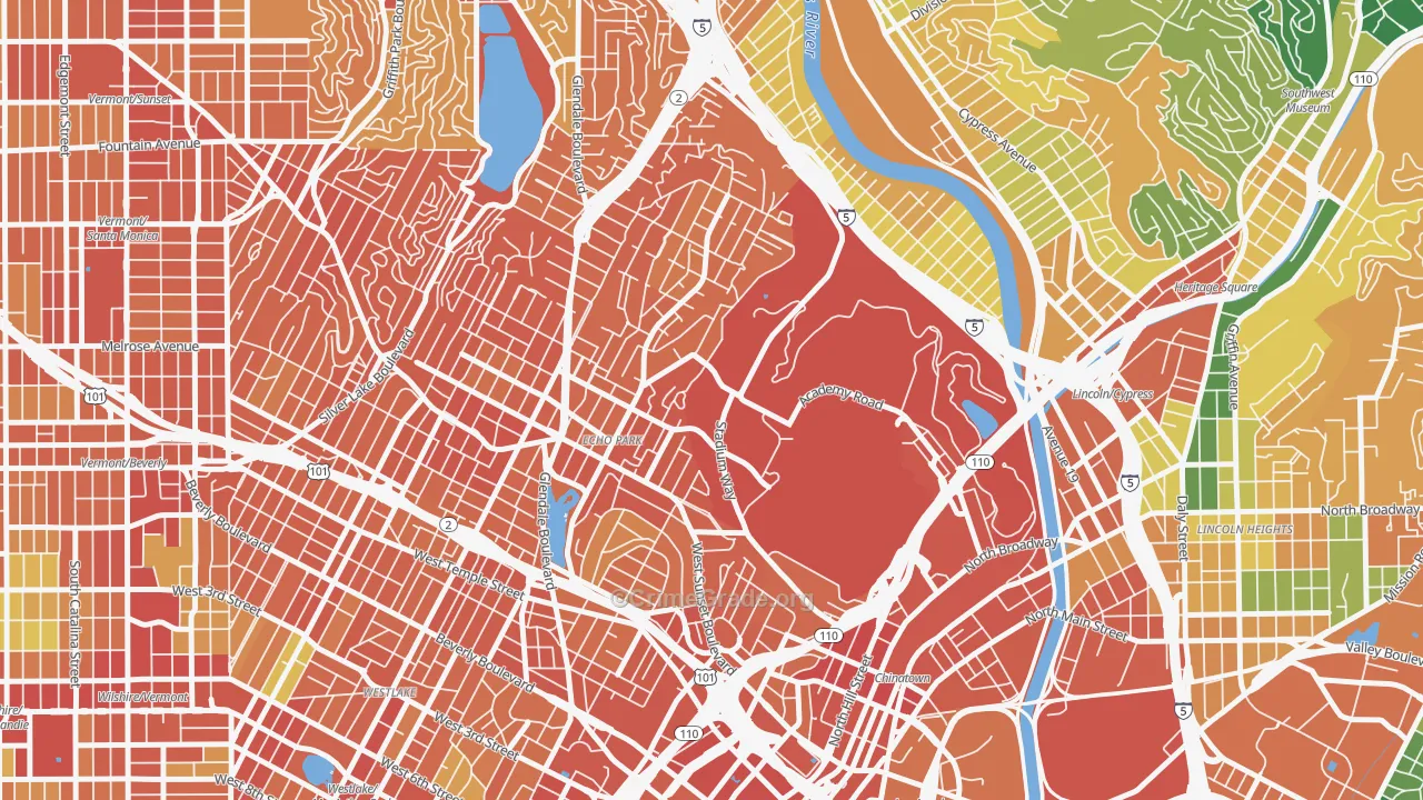 Echo Park, Los Angeles, CA Map of Theft Rates