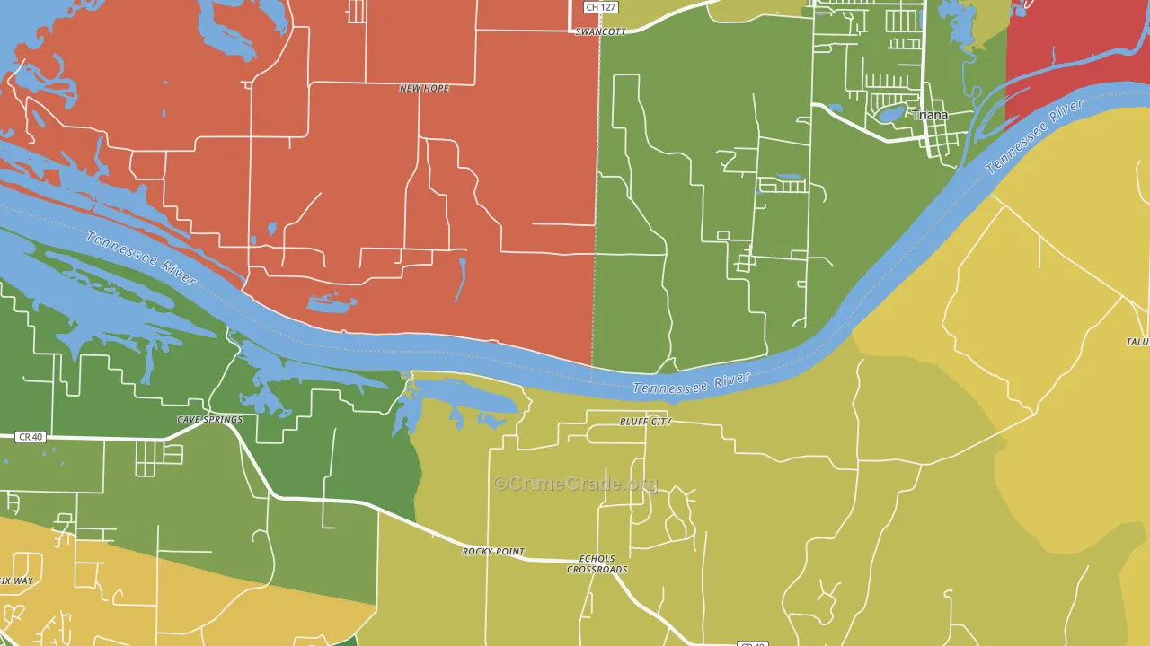 Echols Crossroads, AL Map of Theft Rates