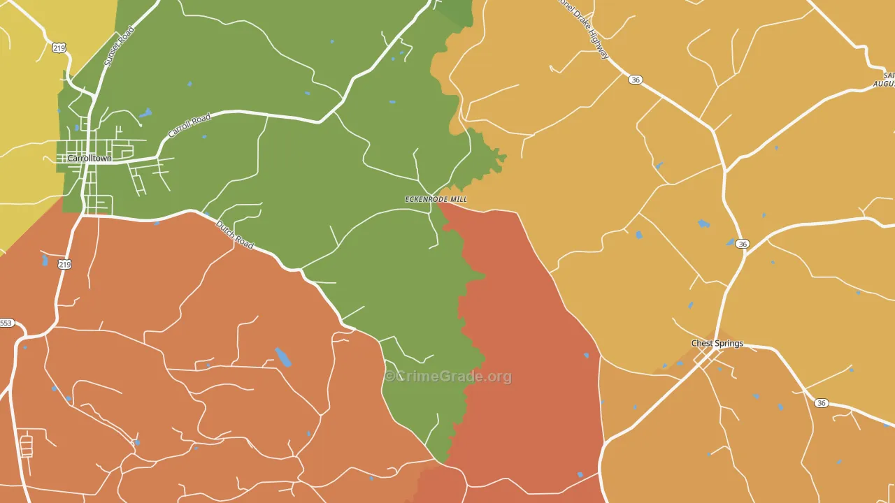 Eckenrode Mill, PA Map of Theft Rates