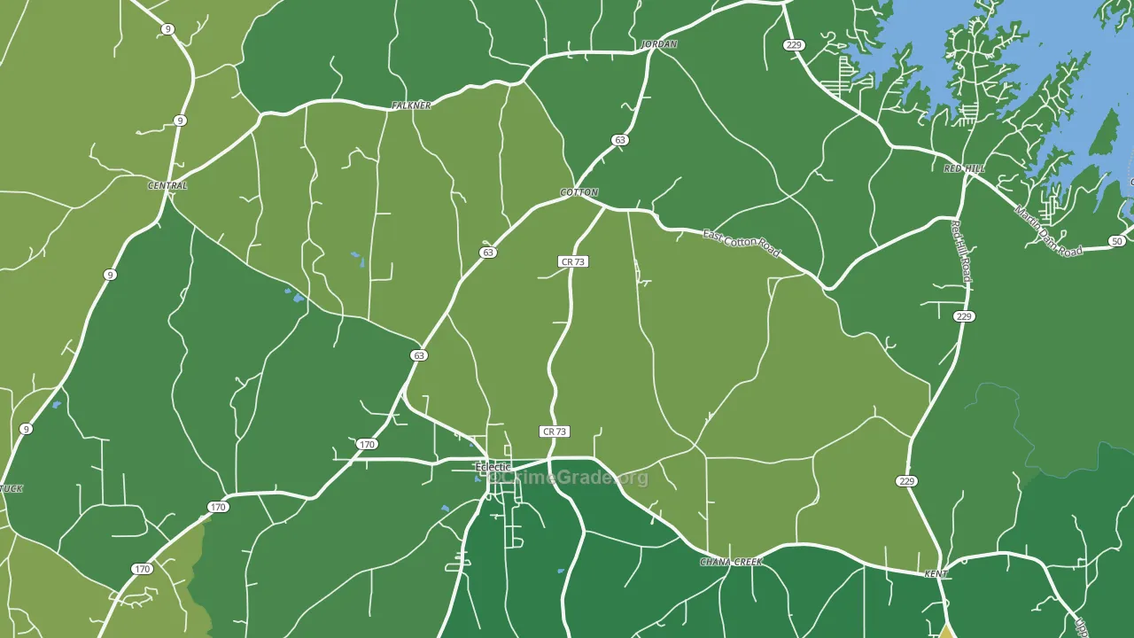 Eclectic, AL Map of Theft Rates