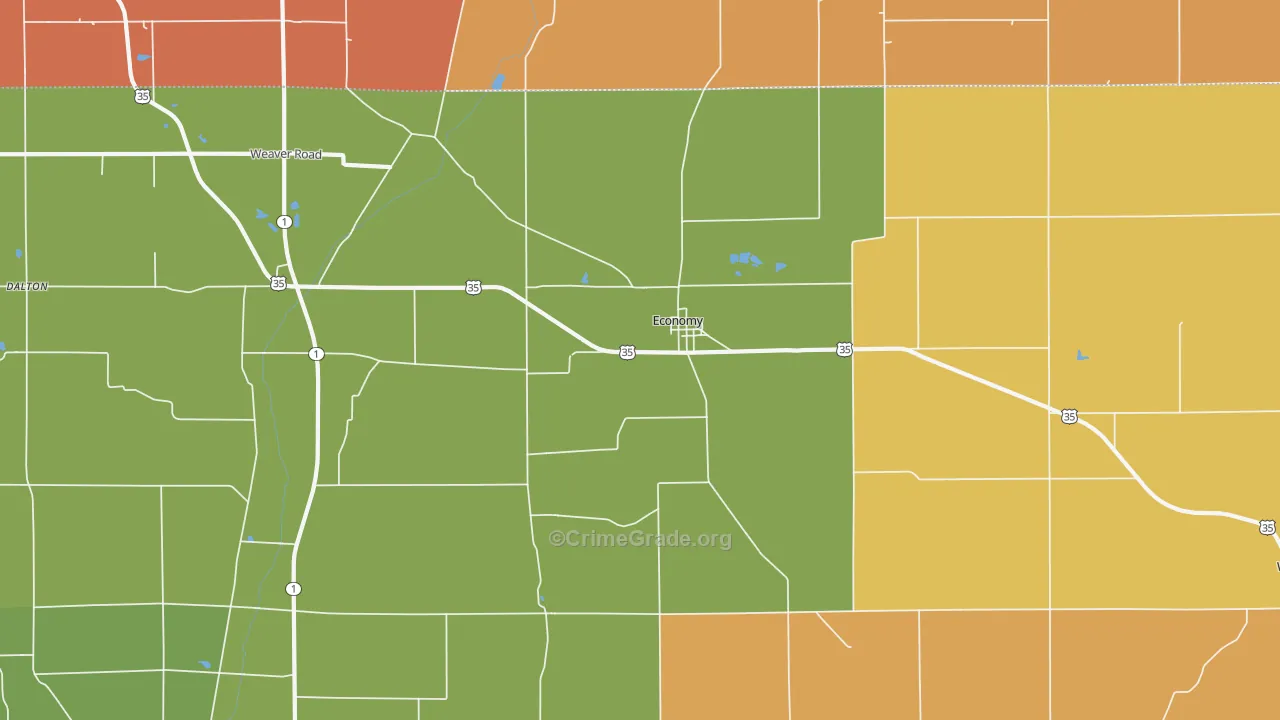 Economy, IN Map of Theft Rates