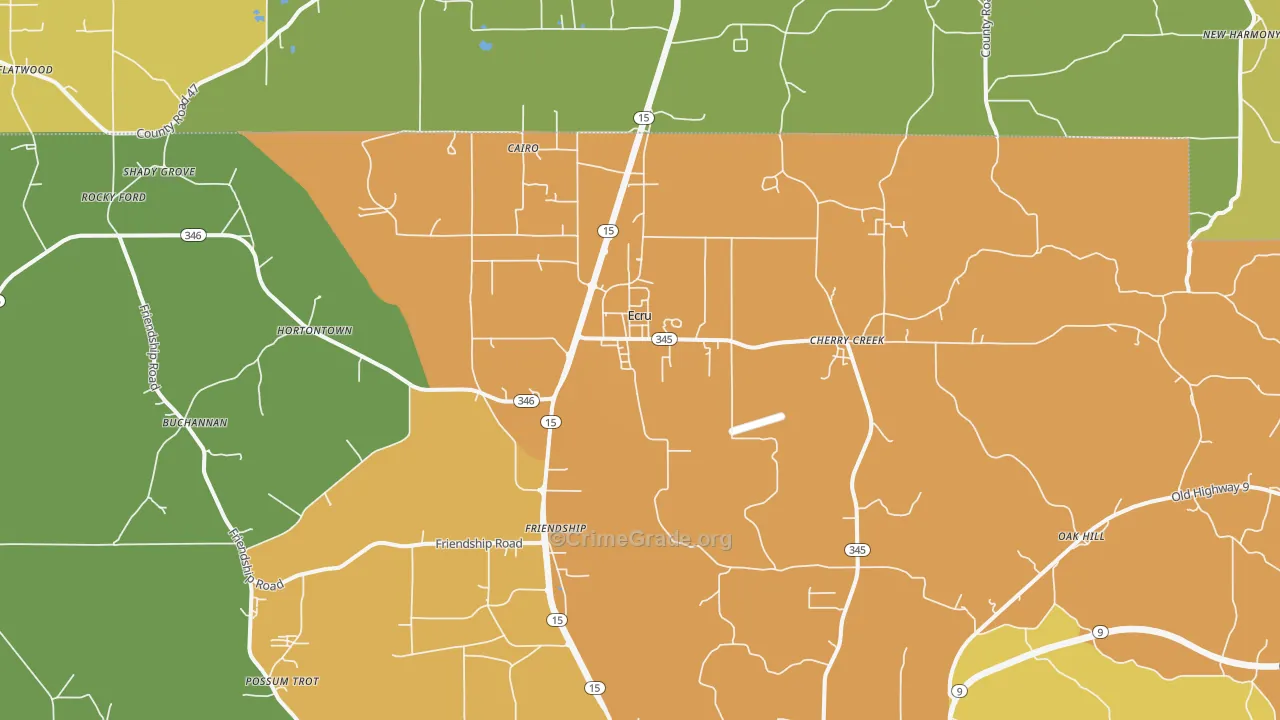 Ecru, MS Map of Theft Rates