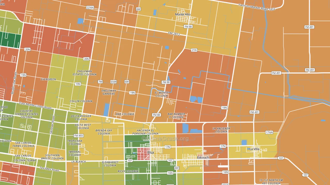 Edcouch, TX Map of Theft Rates