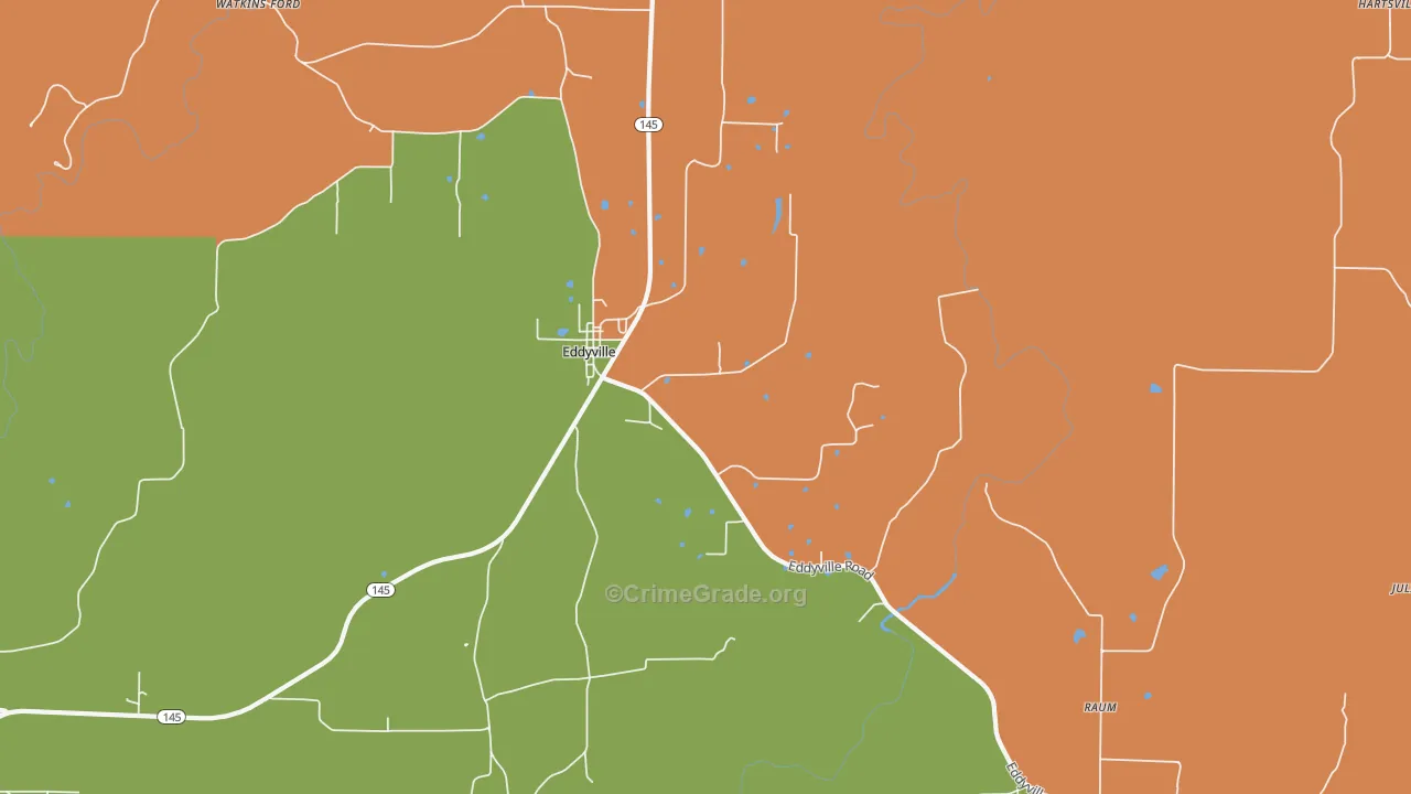 Eddyville, IL Map of Theft Rates
