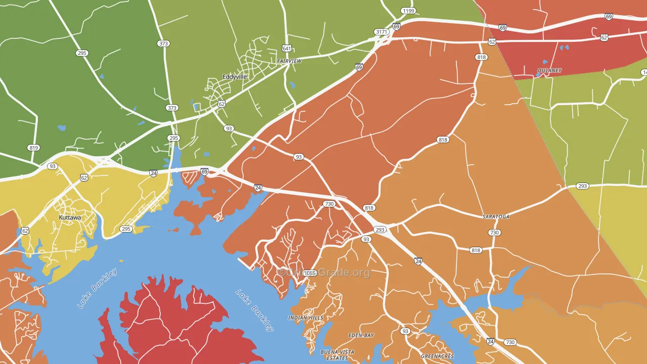 Eddyville, KY Map of Theft Rates