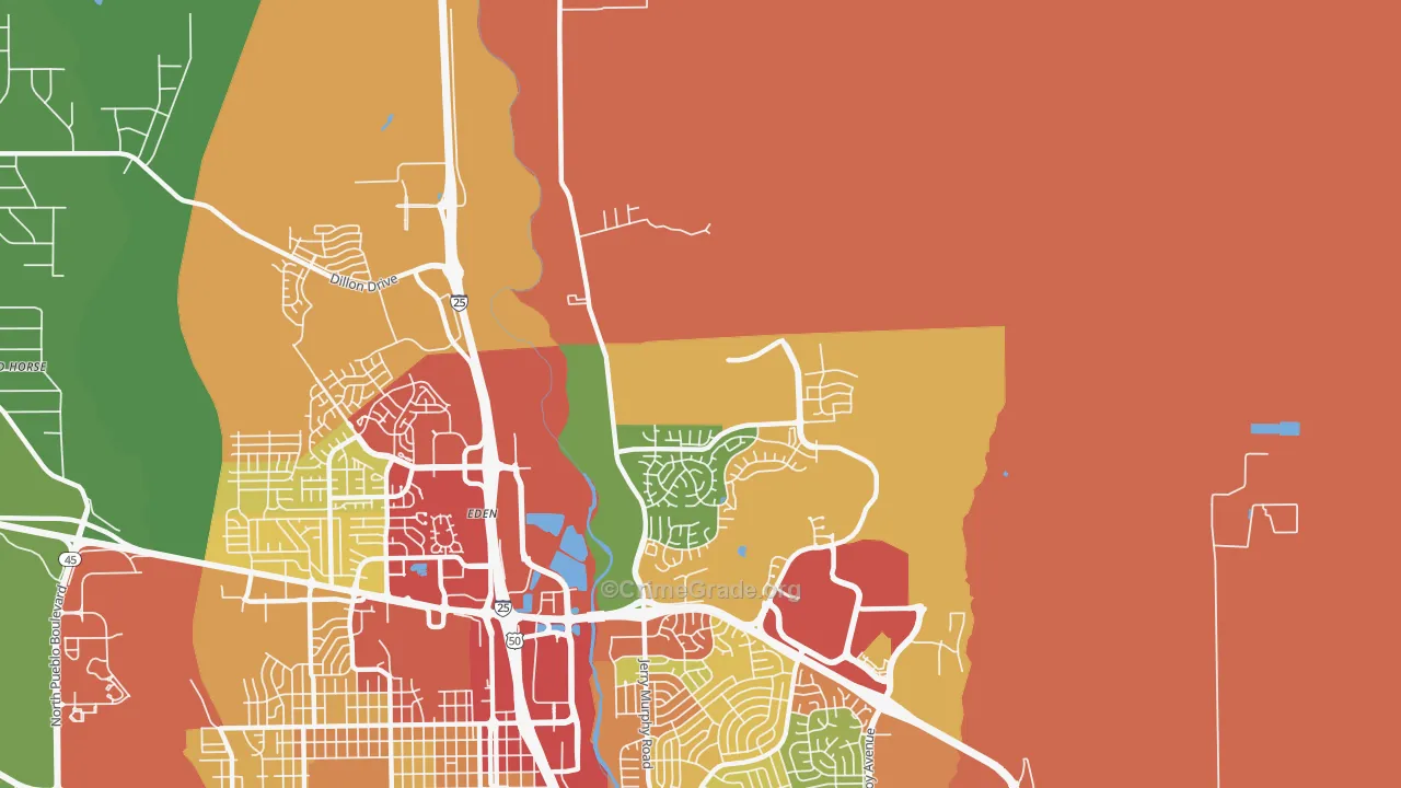 Eden, CO Map of Theft Rates