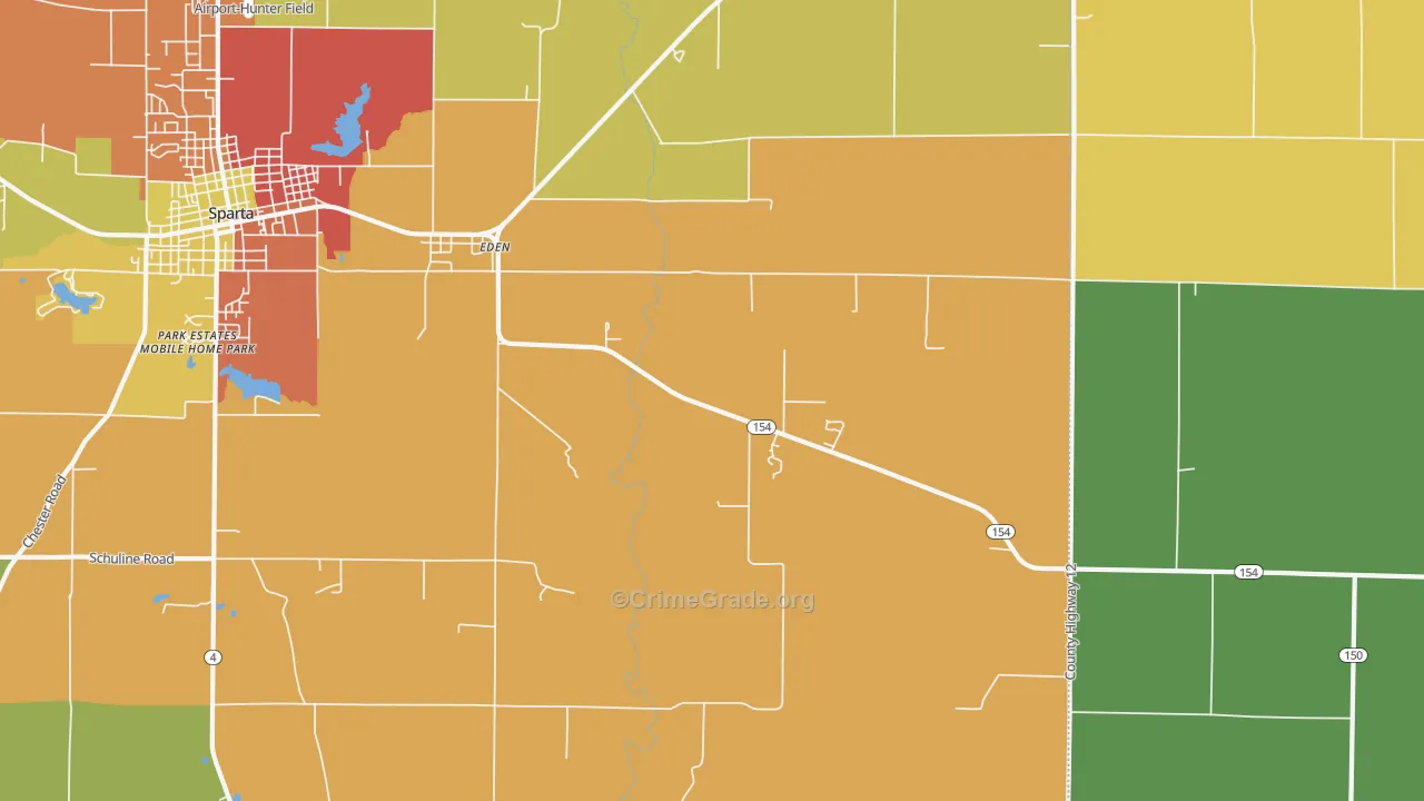 Eden, IL Map of Theft Rates